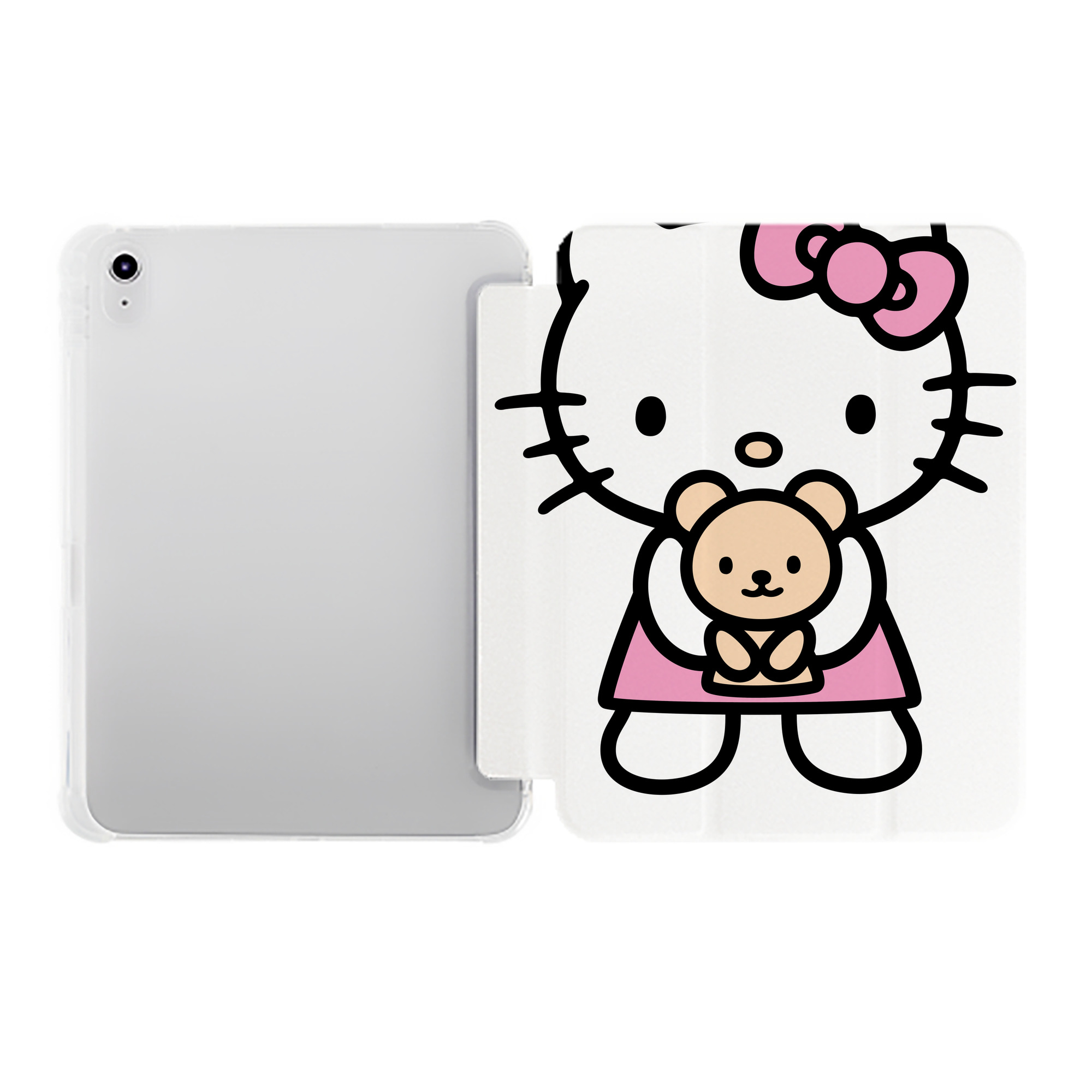 （画像用） Hello Kitty ハローキティ IPad ケース ペン収納付き 三つ折りスタンド PUレザー×シリコン 対応機種9.5/10.5/10.9インチ